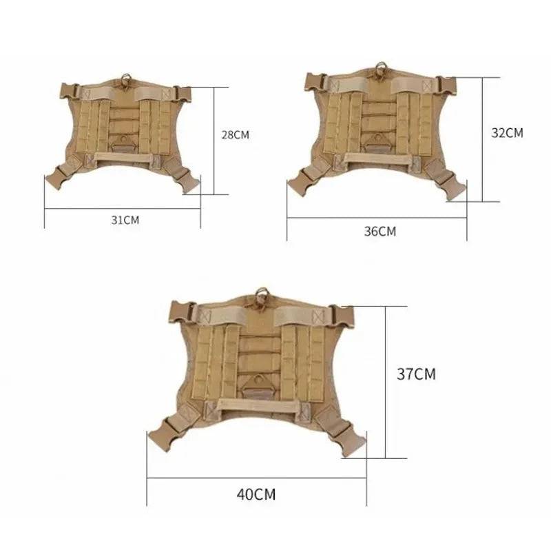 Khaki Tactical Dog Pet Vest With Bags Military Harness Leash Set - TrendyPet's Zone