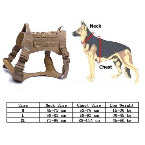 Khaki Tactical Dog Pet Vest With Bags Military Harness Leash Set - TrendyPet's Zone