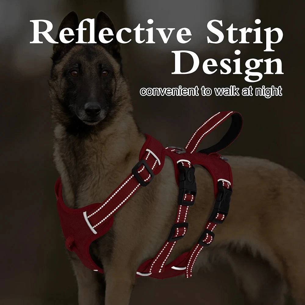 Khaki Waterproof Dog Harness Safe Buckle Padded Reflective Nylon Vest Medium Large Dog - TrendyPet's Zone