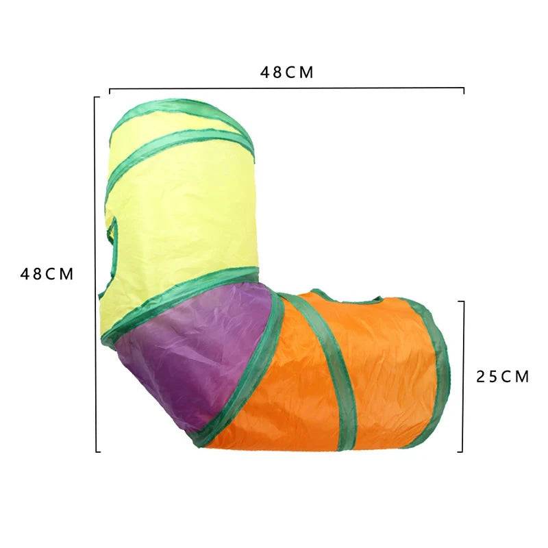 L-Shape Collapsible Cat Tunnel Tubes Interactive For Kitten Cats Springs Rainbow Toy - TrendyPet's Zone