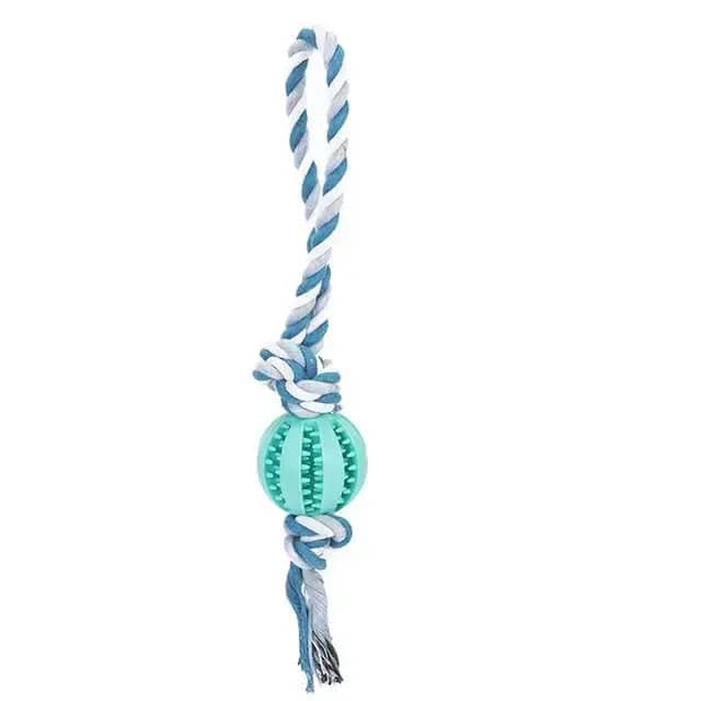 Lake Blue Ball Hemp Rope Toys Treat Interactive Rubber Leaking Balls for Small Dogs Chewing Bite Resistant Pet Tooth Cleaning - TrendyPet's Zone