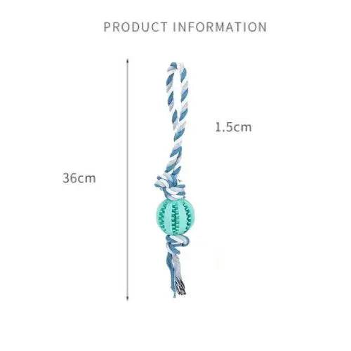 Lake Blue Ball Hemp Rope Toys Treat Interactive Rubber Leaking Balls for Small Dogs Chewing Bite Resistant Pet Tooth Cleaning - TrendyPet's Zone