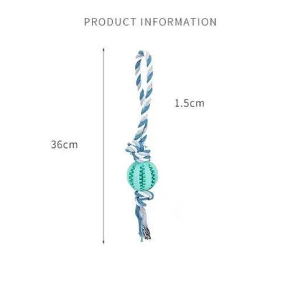 Lake Blue Ball Hemp Rope Toys Treat Interactive Rubber Leaking Balls for Small Dogs Chewing Bite Resistant Pet Tooth Cleaning - TrendyPet's Zone