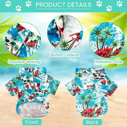 Lake Blue Pet Hawaiian Beach Style T-Shirts Thin Breathable Summer Clothes for Small Dog Puppy Pet Cat Kitten Vest - TrendyPet's Zone