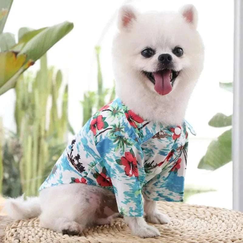 Lake Blue Pet Hawaiian Beach Style T-Shirts Thin Breathable Summer Clothes for Small Dog Puppy Pet Cat Kitten Vest - TrendyPet's Zone