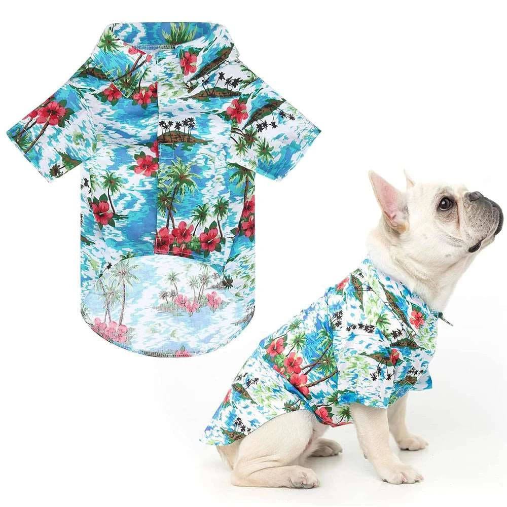 Lake Blue Pet Hawaiian Beach Style T-Shirts Thin Breathable Summer Clothes for Small Dog Puppy Pet Cat Kitten Vest - TrendyPet's Zone