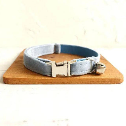 Light Blue Cat Small Dog Collar with Bell Personalized Engraving ID Tag Nameplate Kitten Collars Necklace Small Dogs Puppy Bulldog Chihuahua Yorshire - TrendyPet's Zone