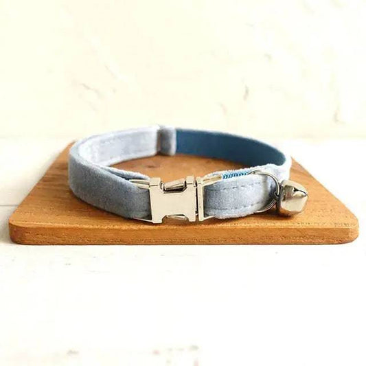 Light Blue Cat Small Dog Collar with Bell Personalized Engraving ID Tag Nameplate Kitten Collars Necklace Small Dogs Puppy Bulldog Chihuahua Yorshire TRENDYPET'S ZONE