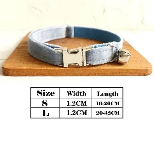 Light Blue Cat Small Dog Collar with Bell Personalized Engraving ID Tag Nameplate Kitten Collars Necklace Small Dogs Puppy Bulldog Chihuahua Yorshire - TrendyPet's Zone