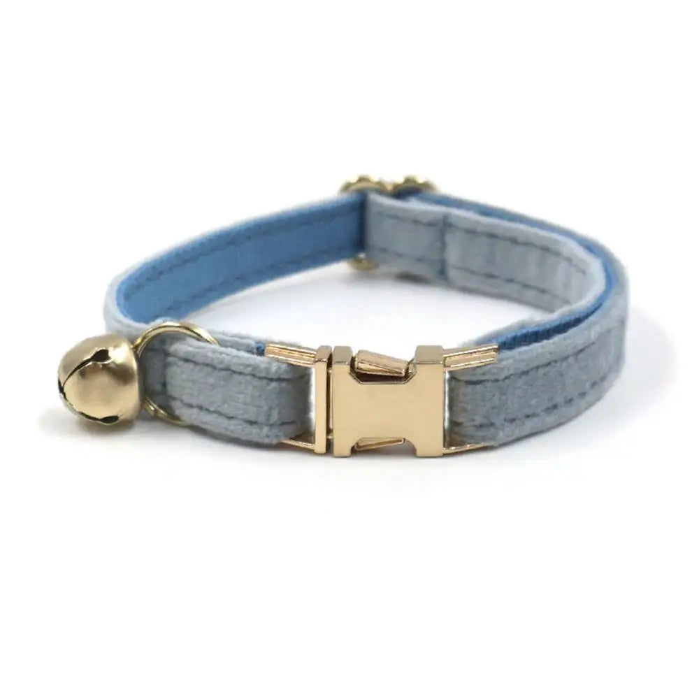 Light blue TrendyPet's Zone personalized dog collar with bell and engraved ID tag, suitable for small dogs and puppies.