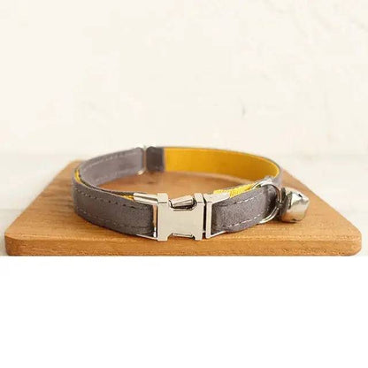 Light Brown Cat Small Dog Collar with Bell Personalized Engraving ID Tag Nameplate Kitten Collars Necklace Small Dogs Puppy Bulldog Chihuahua Yorshire - TrendyPet's Zone