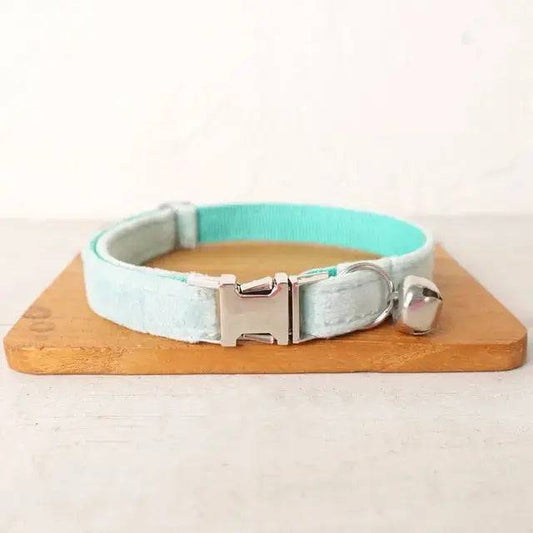 Light Cyan Cat Small Dog Collar with Bell Personalized Engraving ID Tag Nameplate Kitten Collars Necklace Small Dogs Puppy Bulldog Chihuahua Yorshire TRENDYPET'S ZONE