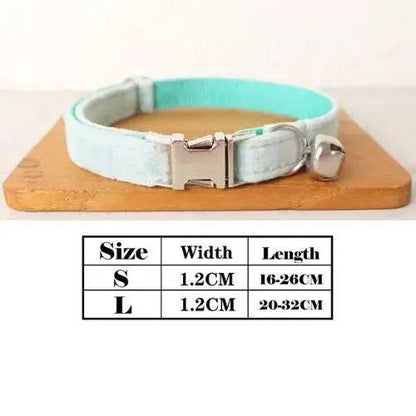 Light Cyan Cat Small Dog Collar with Bell Personalized Engraving ID Tag Nameplate Kitten Collars Necklace Small Dogs Puppy Bulldog Chihuahua Yorshire - TrendyPet's Zone