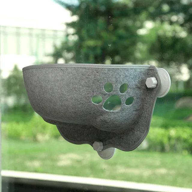 Light Gray Cat Window Perch Felt Window Hammock with Suction Cups and Mat, Hanging Space Saving Pet Kitten Resting Seat Bed for Indoor - TrendyPet's Zone