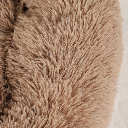 Large round TrendyPet's Zone dog bed mat with long plush, deep sleeping design, warm bear paw shape, super soft cushion for comfort