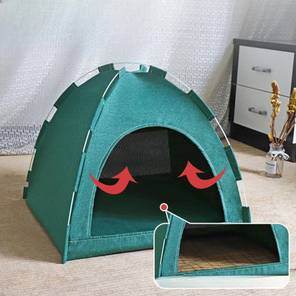 Green foldable pet house tent by TrendyPet's Zone, portable and breathable, suitable for four seasons, ideal for small pets.