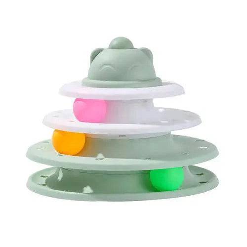 Light Green 3/4 Levels Pet Cat Toy Training Amusement Plate Kitten Tower  Tracks Triple Disc Tumbler Ball Interactive