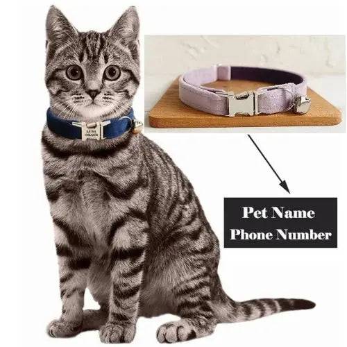 Light Purple Cat Small Dog Collar with Bell Personalized Engraving ID Tag Nameplate Kitten Collars Necklace TRENDYPET'S ZONE