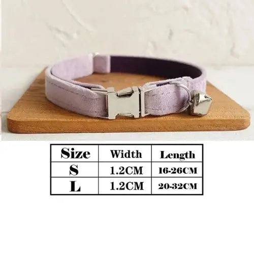 Light Purple Cat Small Dog Collar with Bell Personalized Engraving ID Tag Nameplate Kitten Collars Necklace TRENDYPET'S ZONE
