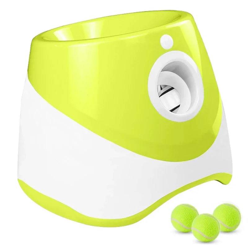Lime Green Dog Tennis Launcher Automatic Pet Puppy Chase Toy Mini Tennis Throwing Pinball Machine Fun Interactive Throw Rechargeable Catapult - TrendyPet's Zone