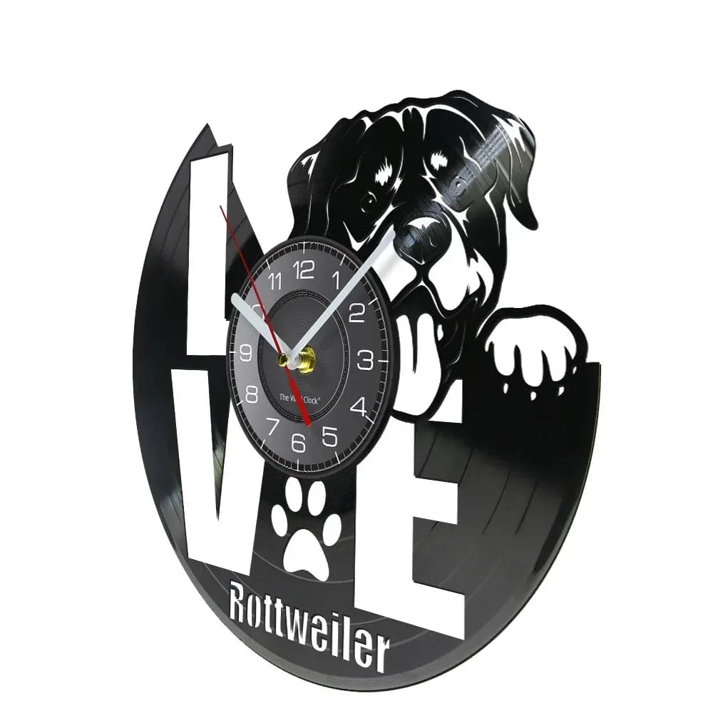 Love Rottweiler Rottie Love Home Art Decor Wall Clock (LED) Dog Breed Rottweiler Vinyl Record Wall Clock TRENDYPET'S ZONE