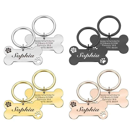 Matte Material Bones Customizable Dog Collar Address Tags for Dogs Medal with Engraving Name Kitten Puppy Accessories Personalized Cat Necklace Chain TRENDYPET'S ZONE