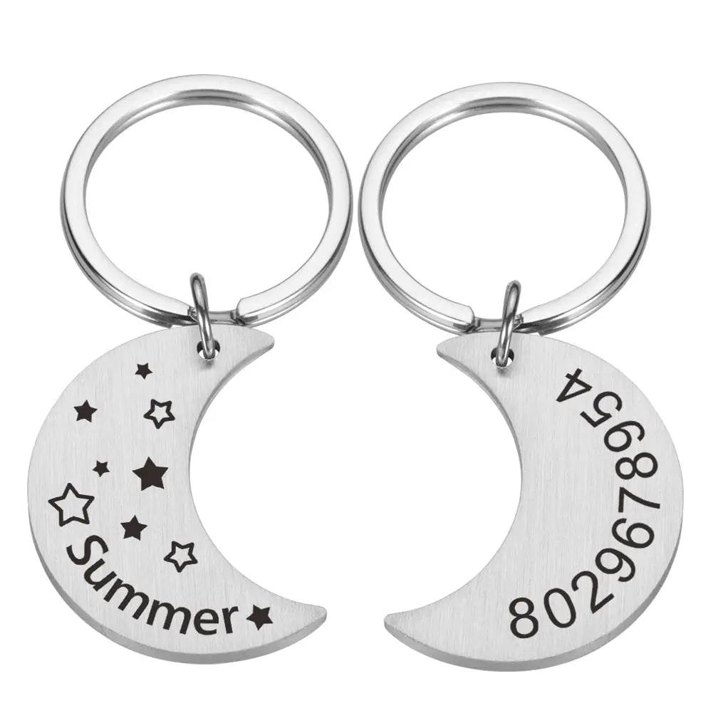 Moon Personalized Collar Pet ID Tag Engraved Pet ID Name Phone Number for Cat Puppy Dog Tag Pendant Keyring Moon Pet Accessories - TrendyPet's Zone