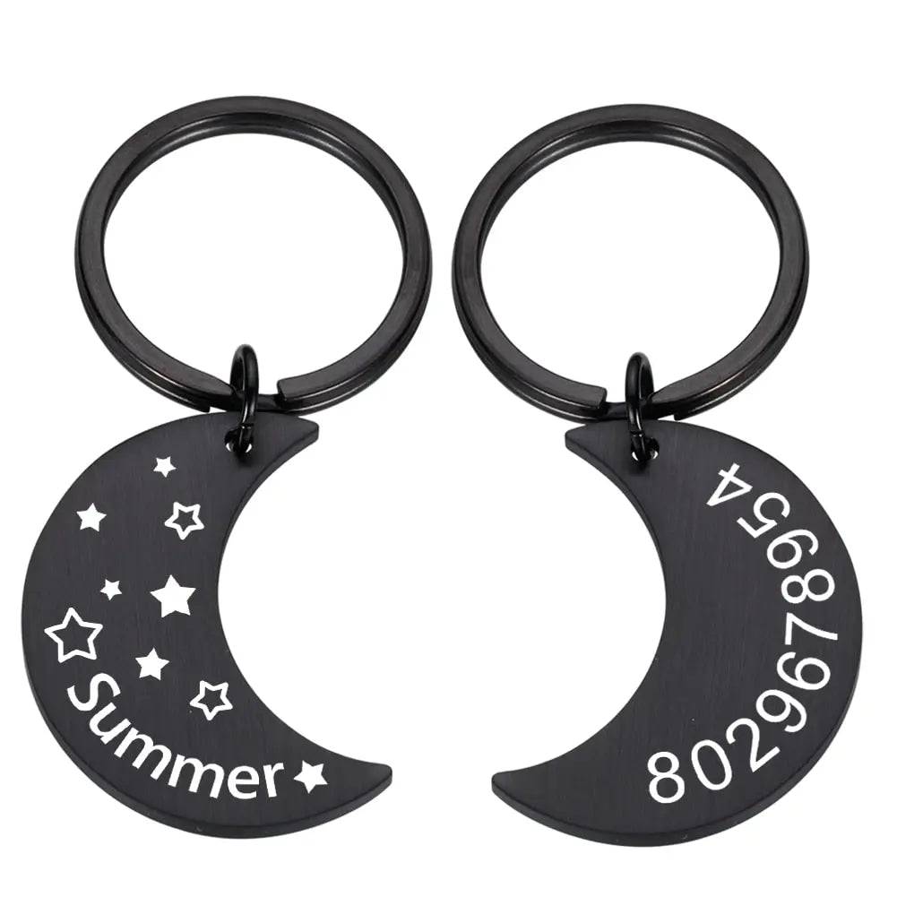 Moon Personalized Collar Pet ID Tag Engraved Pet ID Name Phone Number for Cat Puppy Dog Tag Pendant Keyring Moon Pet Accessories - TrendyPet's Zone