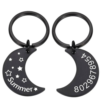 Moon Personalized Collar Pet ID Tag Engraved Pet ID Name Phone Number for Cat Puppy Dog Tag Pendant Keyring Moon Pet Accessories - TrendyPet's Zone