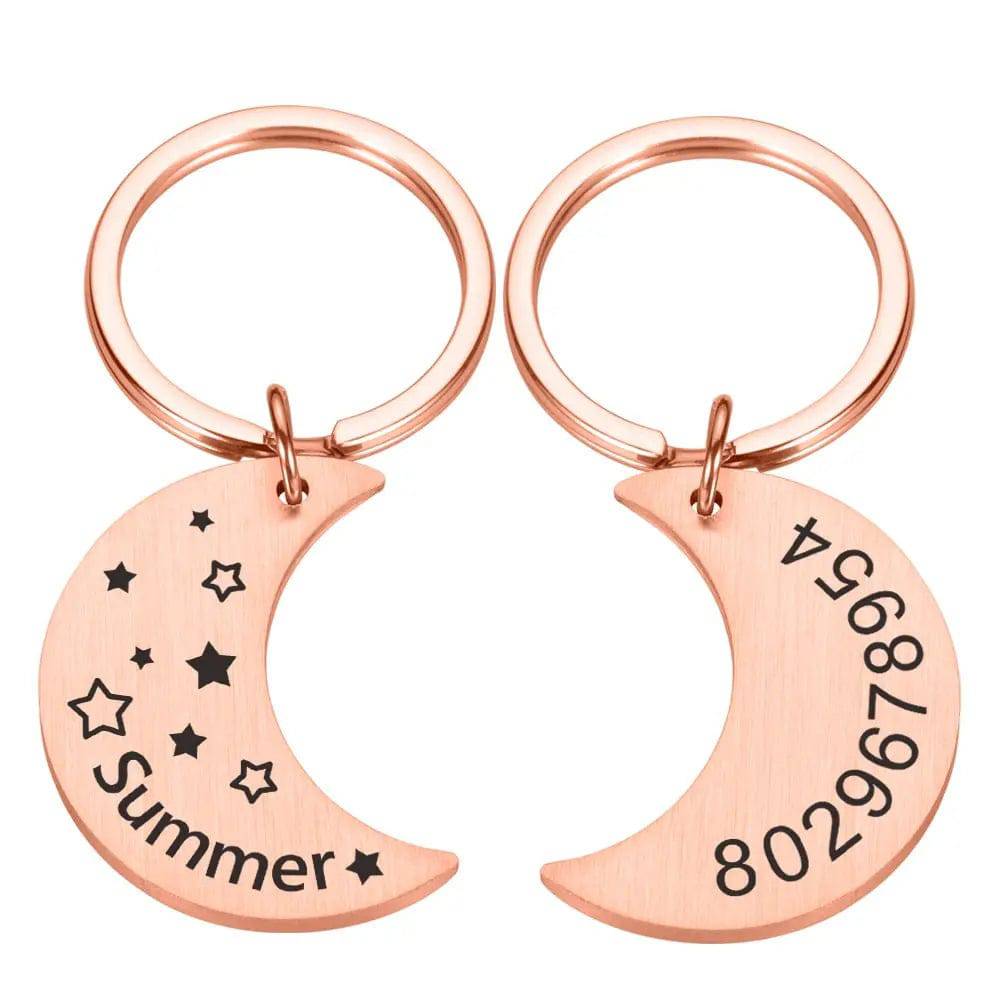 Moon Personalized Collar Pet ID Tag Engraved Pet ID Name Phone Number for Cat Puppy Dog Tag Pendant Keyring Moon Pet Accessories - TrendyPet's Zone