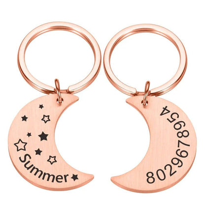 Moon Personalized Collar Pet ID Tag Engraved Pet ID Name Phone Number for Cat Puppy Dog Tag Pendant Keyring Moon Pet Accessories - TrendyPet's Zone