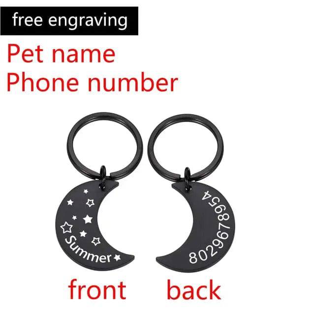 Moon Personalized Collar Pet ID Tag Engraved Pet ID Name Phone Number for Cat Puppy Dog Tag Pendant Keyring Moon Pet Accessories - TrendyPet's Zone