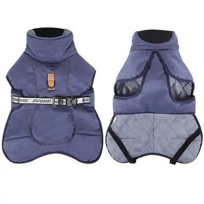 Navy Blue Big Dog Jacket Waterproof Winter Warm Clothes for Medium Large Dogs Coat Costume Outfits - TrendyPet's Zone