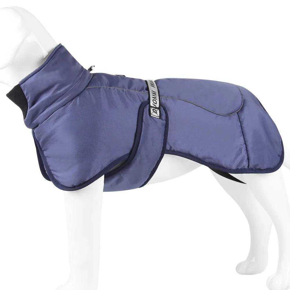 Navy Blue Big Dog Jacket Waterproof Winter Warm Clothes for Medium Large Dogs Coat Costume Outfits - TrendyPet's Zone