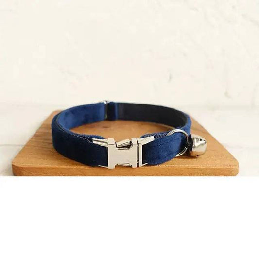 Navy Blue Cat Small Dog Collar with Bell Personalized Engraving ID Tag Nameplate Kitten Collars Necklace Small Dogs Puppy Bulldog Chihuahua Yorshire TRENDYPET'S ZONE