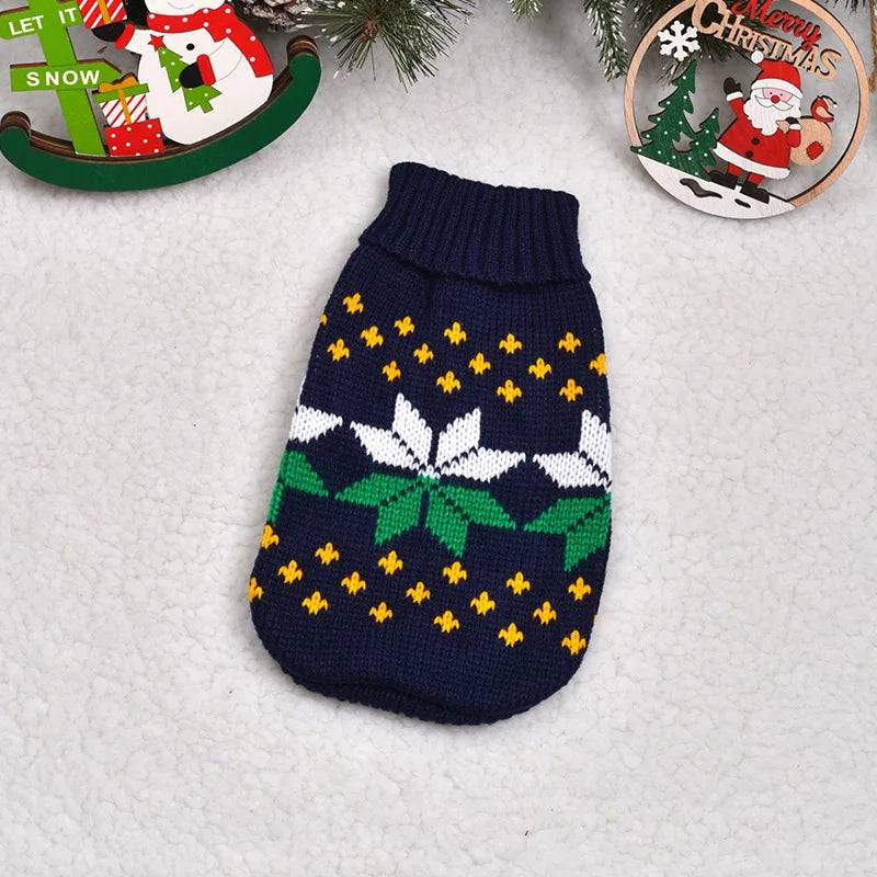 Navy Blue Warm Knitted Pet Dogs Cats Sweater Winter Clothes - TrendyPet's Zone