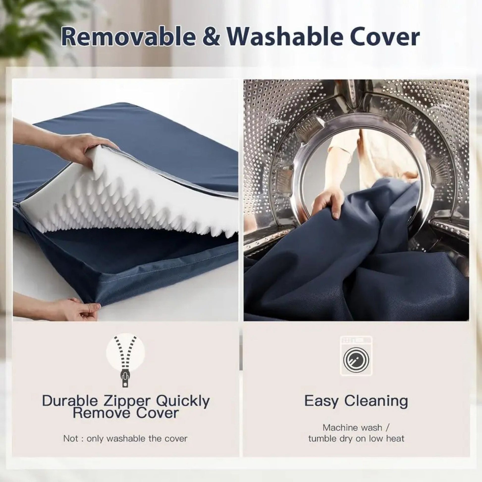 Navy Large Dog Waterproof Orthopedic Bed with Removable Cover, 47x29 x 3.5 inches TrendyPet's Zone