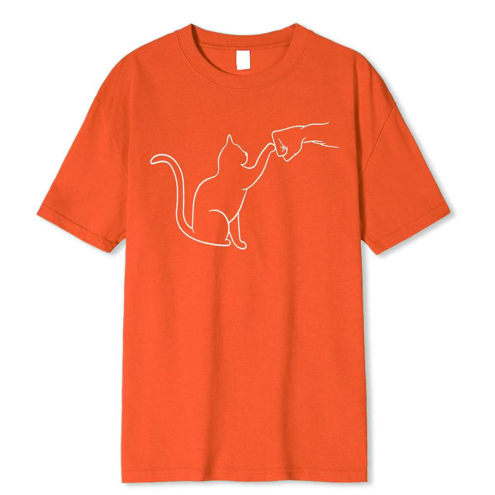 Orange Agreement With Cat Funny Printing Man Boy T-Shirts Comfortable Male Clothes Tee Clothes Hip Hop O-Neck 100% Cotton - TrendyPet's Zone