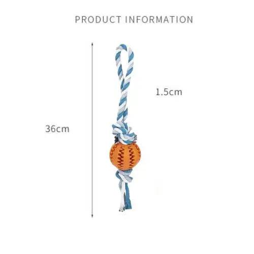 Orange Ball Blue Hemp Rope Toys Treat Interactive Rubber Leaking Balls for Small Dogs Chewing Bite Resistant Pet Tooth Cleaning - TrendyPet's Zone