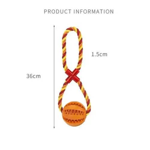 Orange Ball Burgundy & Yellow Hemp Rope Toys Treat Interactive Rubber Leaking Balls for Small Dogs Chewing Bite Resistant Pet Tooth Cleaning - TrendyPet's Zone
