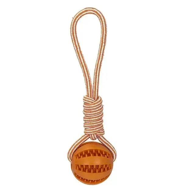 Orange Ball Hemp Rope Toys Treat Interactive Rubber Leaking Balls for Small Dogs Chewing Bite Resistant Pet Tooth Cleaning - TrendyPet's Zone