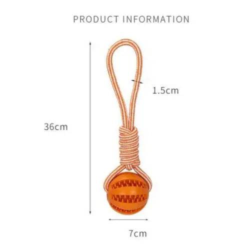 Orange Ball Hemp Rope Toys Treat Interactive Rubber Leaking Balls for Small Dogs Chewing Bite Resistant Pet Tooth Cleaning - TrendyPet's Zone