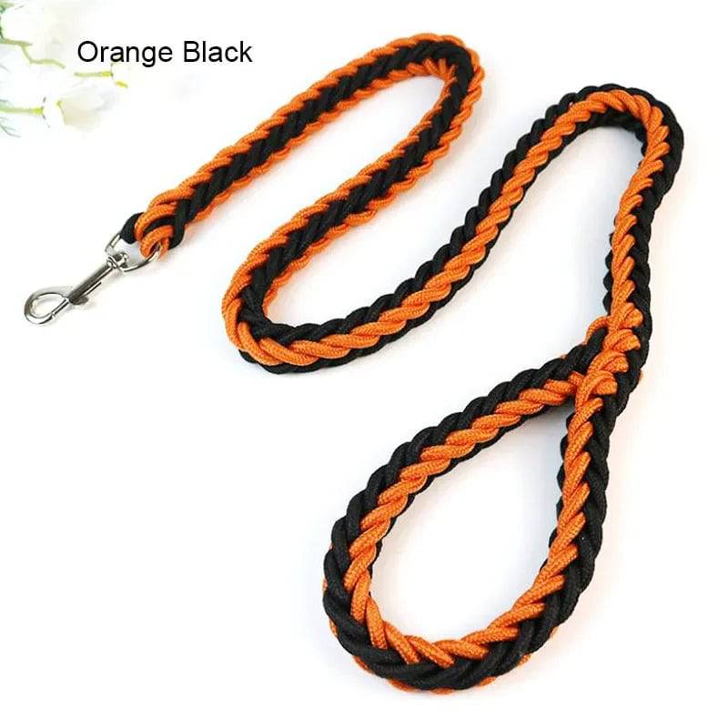 Orange Black Super Strong Coarse Nylon Dog Leash Double Row Adjustable Collar For Medium Large Dogs - TrendyPet's Zone