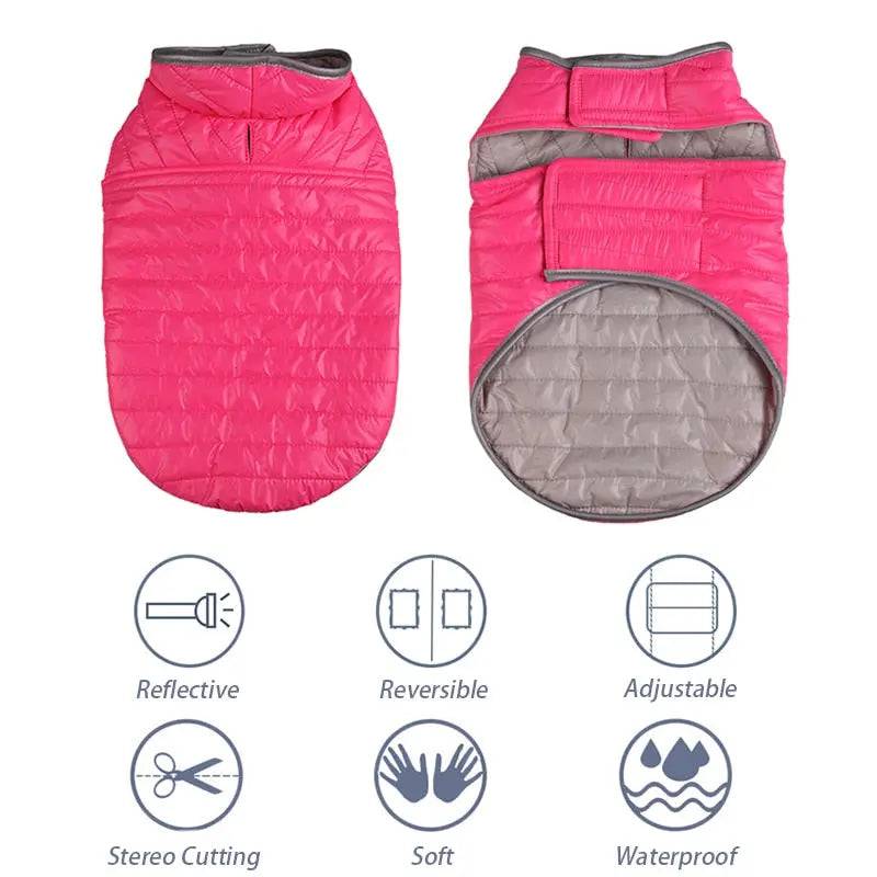 Orange Brown Reversible Jacket Dual Colors Reflective Winter Dog Clothes Coat Vest - TrendyPet's Zone