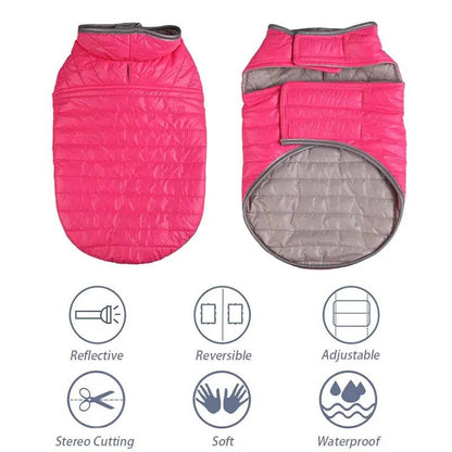 Orange Brown Reversible Jacket Dual Colors Reflective Winter Dog Clothes Coat Vest - TrendyPet's Zone