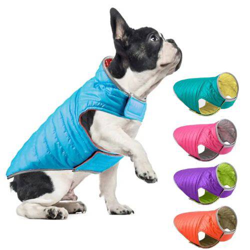 Orange Brown Reversible Jacket Dual Colors Reflective Winter Dog Clothes Coat Vest - TrendyPet's Zone