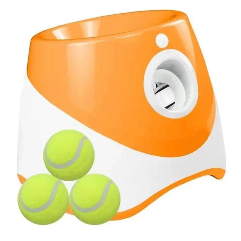 Orange Dog Tennis Launcher Automatic Pet Puppy Chase Toy Mini Tennis Throwing Pinball Machine Fun Interactive Throw Rechargeable Catapult - TrendyPet's Zone