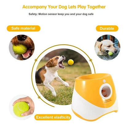 Orange Dog Tennis Launcher Automatic Pet Puppy Chase Toy Mini Tennis Throwing Pinball Machine Fun Interactive Throw Rechargeable Catapult - TrendyPet's Zone