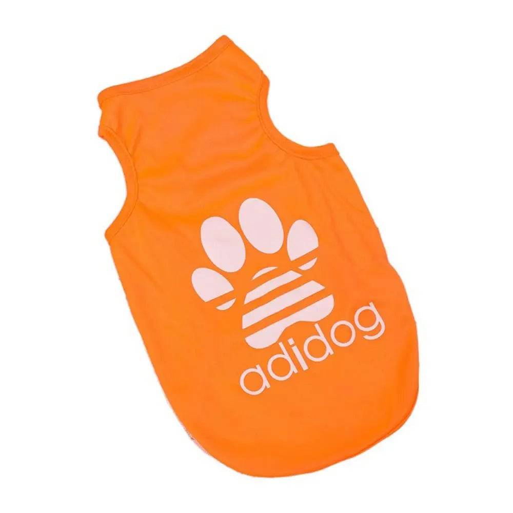 Orange Dog Top Puppy Breathable Cool Mesh T-Shirt Cartoon Print Sun Protection Clothing Polyester Thin Vest Summer - TrendyPet's Zone