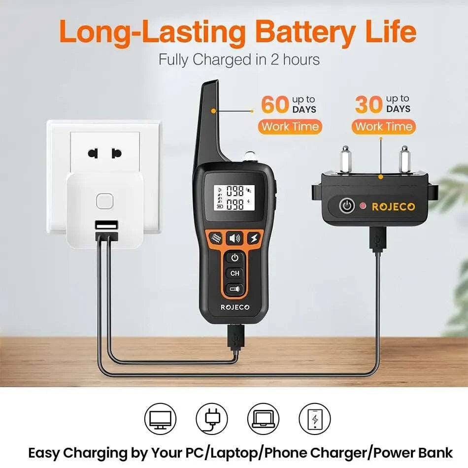 Orange Dog Training Collar with 3300FT Remote, IPX7 Waterproof Rechargeable Shock Collar, 3 Safe Training Modes, Adjustable Electronic - TrendyPet's Zone